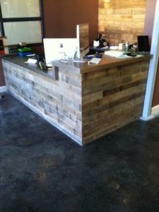 rustic office reception desk