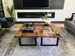 live edge wood tandem coffee tables living room decor